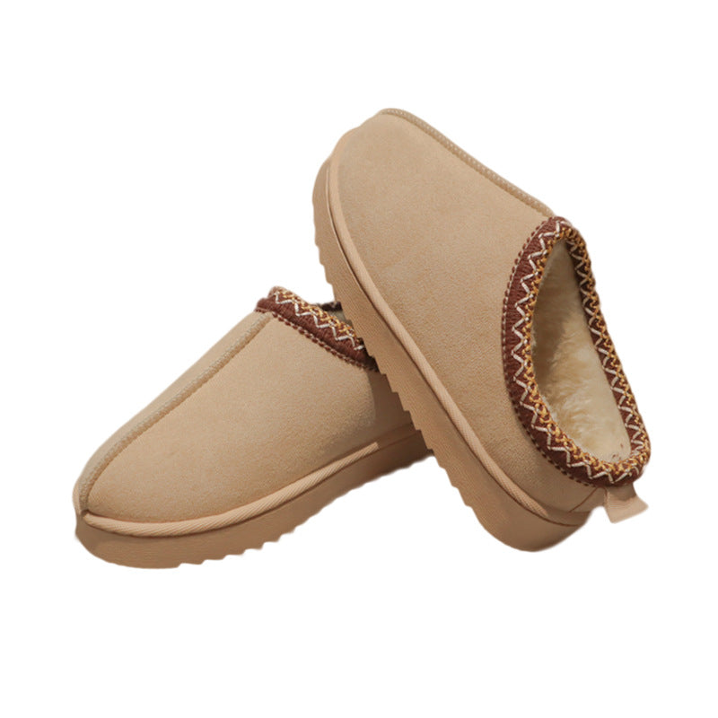 Foreign trade snow boots women's thick-soled height-increasing fur shoes 2024 winter new style leather and fur integrated toe plus velvet warm cotton shoes