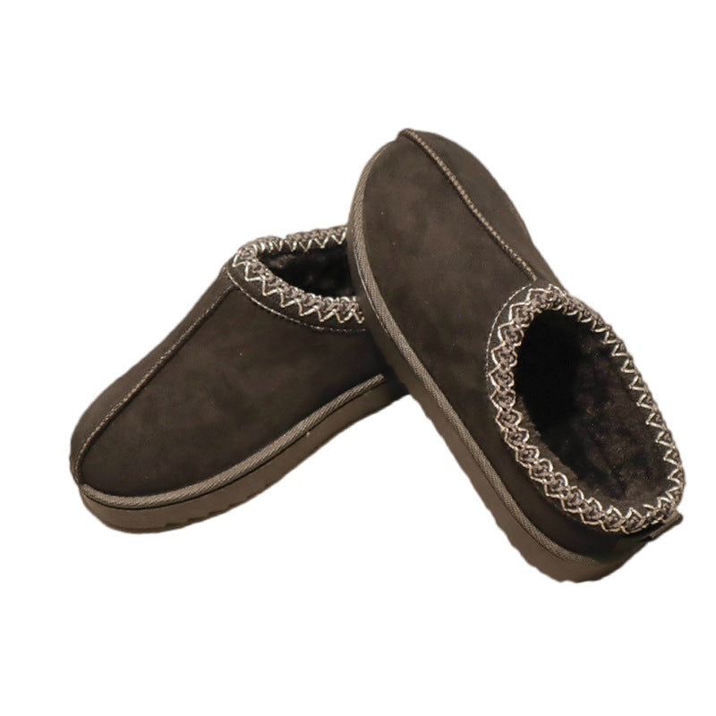 Foreign trade snow boots women's thick-soled height-increasing fur shoes 2024 winter new style leather and fur integrated toe plus velvet warm cotton shoes