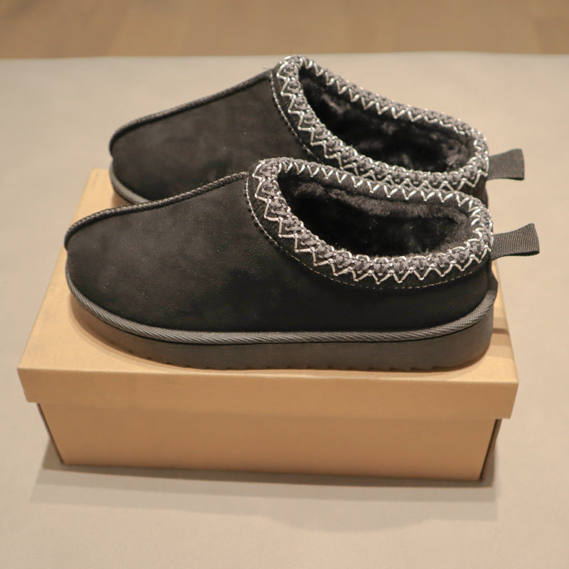 Foreign trade snow boots women's thick-soled height-increasing fur shoes 2024 winter new style leather and fur integrated toe plus velvet warm cotton shoes